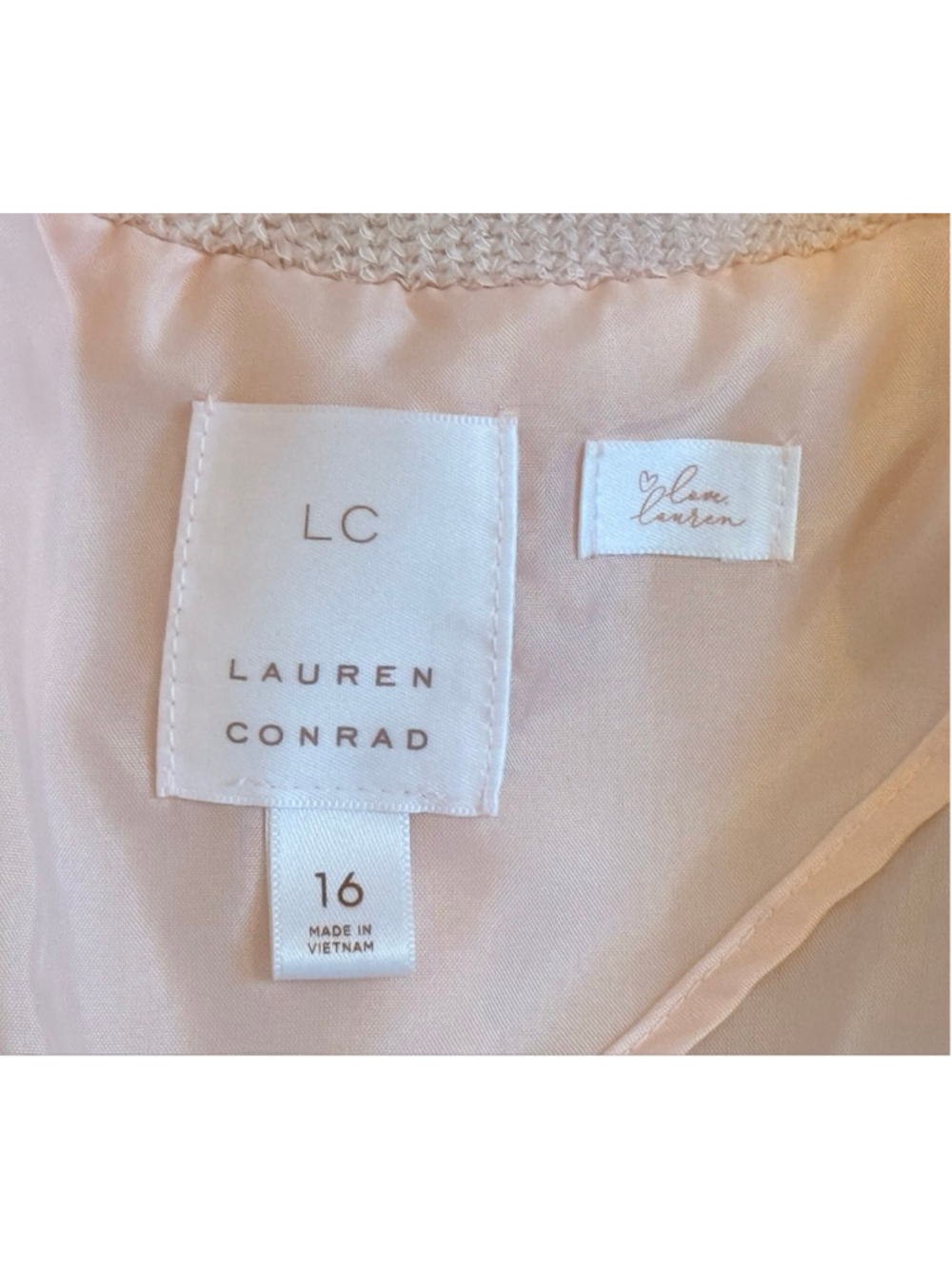 Lauren Conrad LC Women’s Blush Pink Textured Knit Blazer Jacket Size 16 Business - Picture 4 of 8